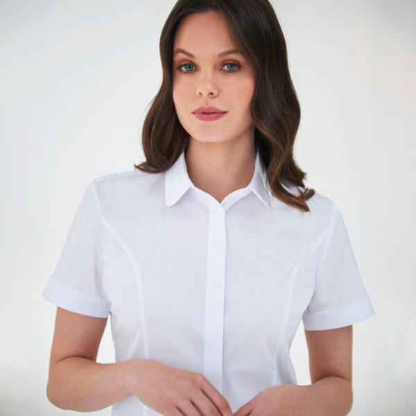 Brook Taverner Ladies Soave Short Sleeve Poplin Shirt Thumbnail