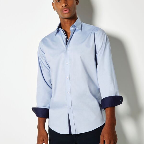 Tailored Fit Long Sleeve Premium Contrast Oxford Button Down Collar Shirt Thumbnail