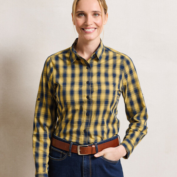 Women's Mulligan check cotton long sleeve shirt Thumbnail