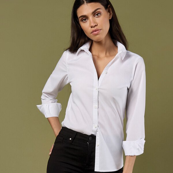 Kustom Kit Ladies Long Sleeve Tailored Poplin Shirt Thumbnail
