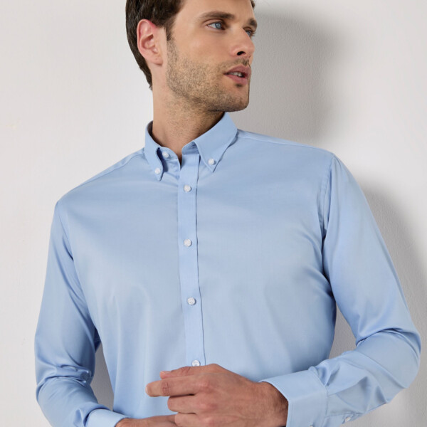 Slim Fit Long Sleeve Stretch Oxford Shirt Thumbnail