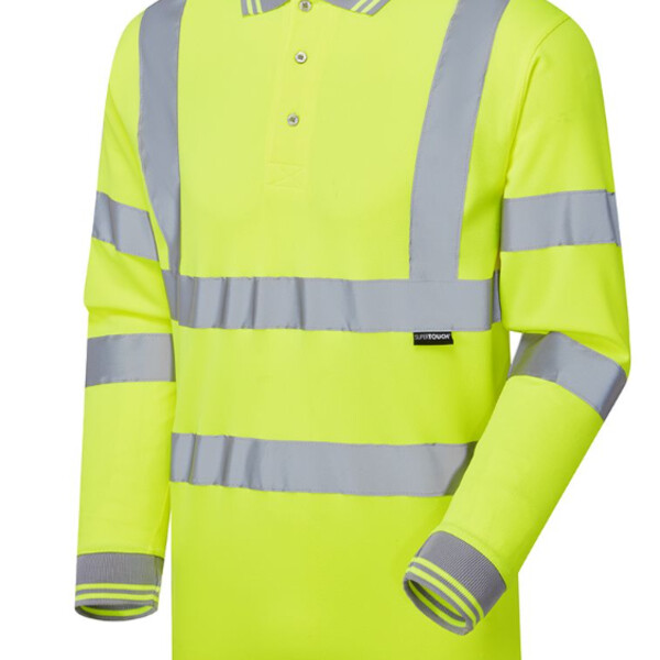 35E41-7 - Hi Vis Long Sleeve Bird Eye Polo Thumbnail